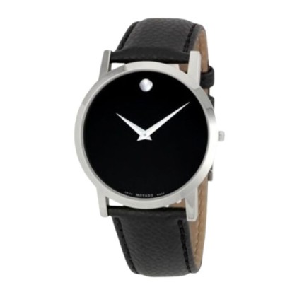 Movado MW-0606179 Black Dial Leather Strap Men Watch